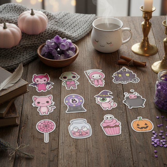 Kawaii Spooky Carriage Sticker Pack (Pastel Monsters & Enchanted Halloween Delights)