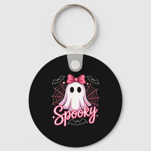 Kawaii spooky ghost cute pink halloween graphic key ring
