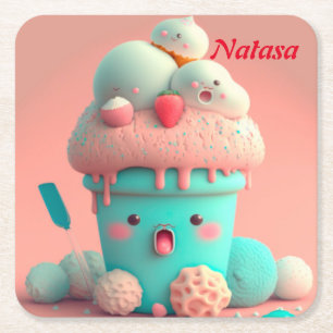 Kawaii square paper coaster