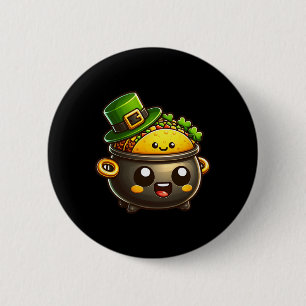 Kawaii St Patricks' Day Pot O Tacos Irish Mexican 6 Cm Round Badge