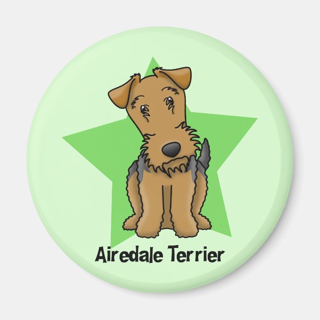 Kawaii Star Airedale Terrier Magnet (Front)