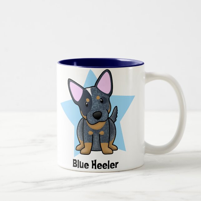 Kawaii Star Blue Heeler Two-Tone Coffee Mug (Right)