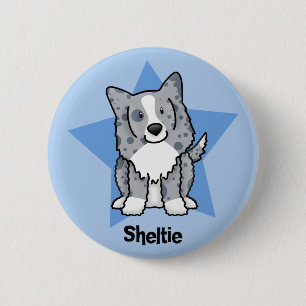 Kawaii Star Blue Sheltie 6 Cm Round Badge