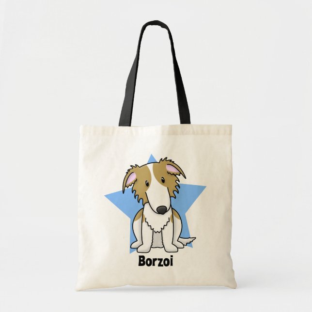 Kawaii Star Borzoi Tote Bag (Front)