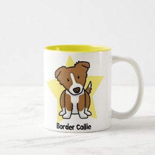 Kawaii Star Brown Border Collie Two-Tone Coffee Mug