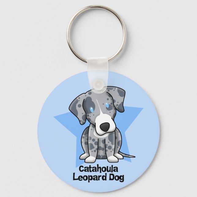 Kawaii Star Catahoula Leopard Dog Key Ring (Front)
