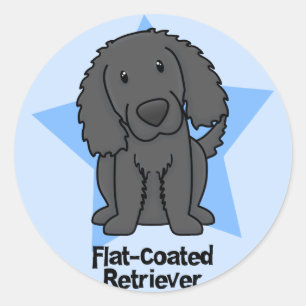 Kawaii Star Flat Coated Retriever Classic Round Sticker