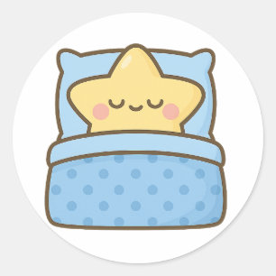 Kawaii Star in Bed – Transparent Sticker
