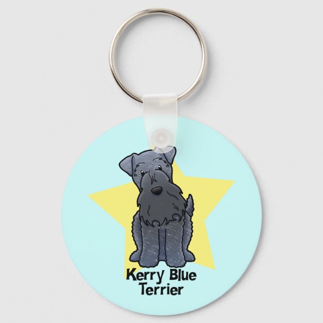 Kawaii Star Kerry Blue Terrier Key Ring (Front)