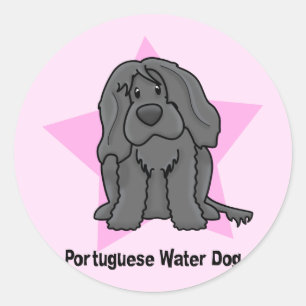 Kawaii Star Portuguese Water Dog Classic Round Sticker
