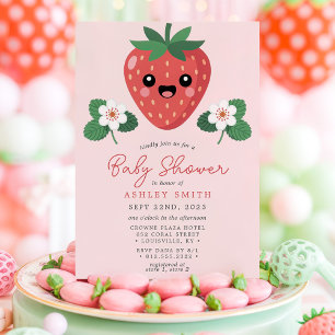 Kawaii Strawberry Baby Shower Invitation