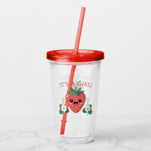 Kawaii Strawberry Baby Shower It's A Girl Acrylic Tumbler
