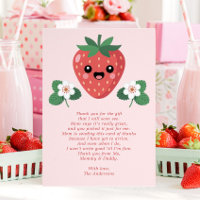 Kawaii Strawberry Baby Shower Thank You Card