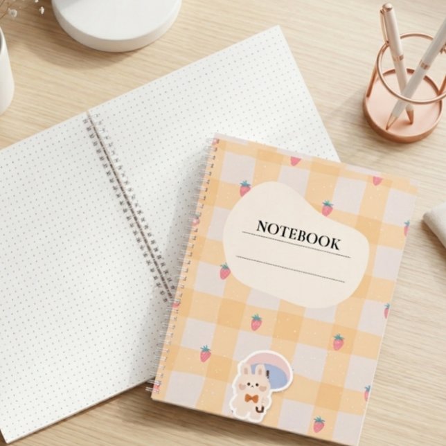 Kawaii Strawberry Bunny Gingham Pastel Notebook (Creator Uploaded)