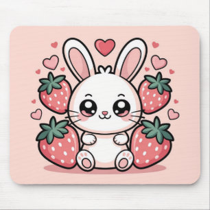 Kawaii Strawberry Bunny Mouse Pad