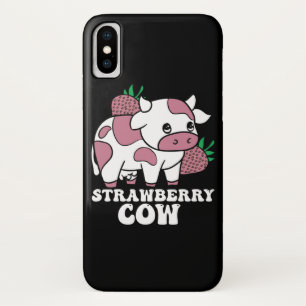 Kawaii Strawberry Cow Crazy Cow Lady Farm Animal iPhone X Case