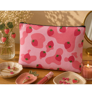 kawaii strawberry cow pattern accessory pouch