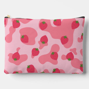 kawaii strawberry cow pattern  accessory pouch