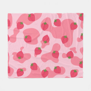kawaii strawberry cow pattern  fleece blanket