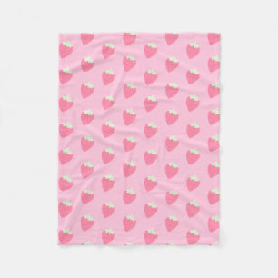Kawaii Strawberry  Fleece Blanket