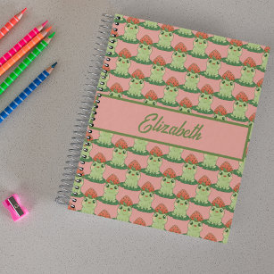 Kawaii Strawberry Frog Anime Pink Personalised Notebook