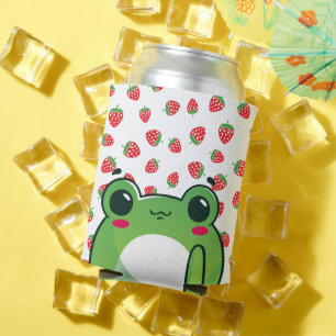 Kawaii Strawberry Frog Can Cooler