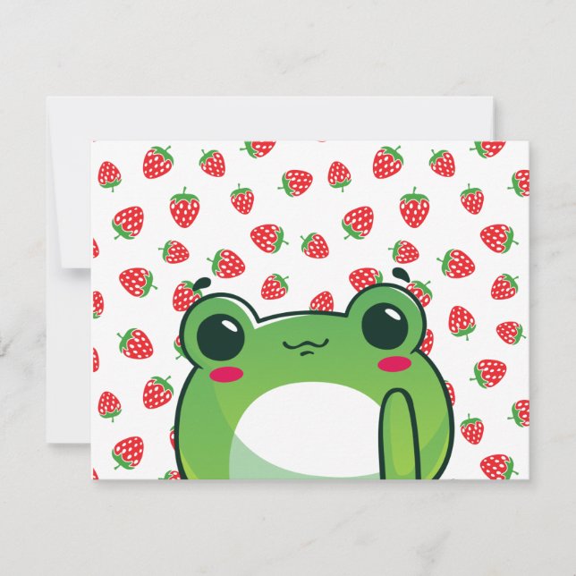 Kawaii Strawberry Frog  Invitation (Front)