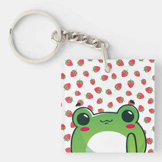 Kawaii Strawberry Frog  Key Ring (Front)