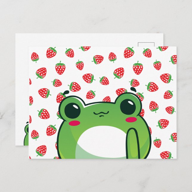 Kawaii Strawberry Frog Postcard (Front/Back)