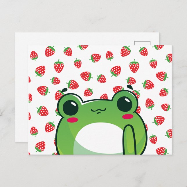 Kawaii Strawberry Frog Postcard (Front/Back)