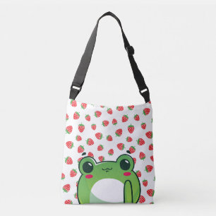 Kawaii Strawberry Frog Postcard Crossbody Bag