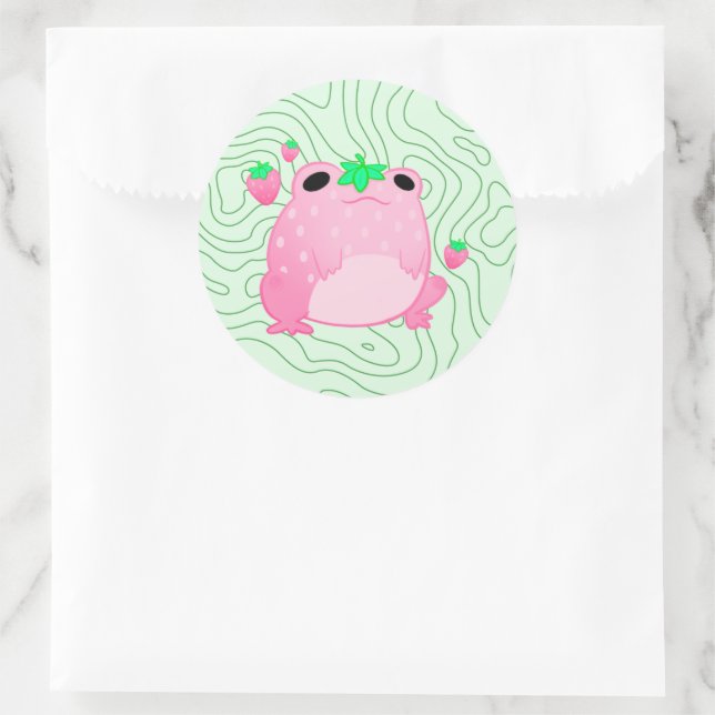 Kawaii Strawberry Frog Softcore  Classic Round Sticker (Bag)