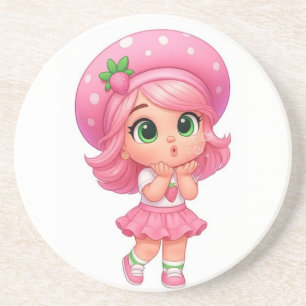 Kawaii Strawberry Girl Chibi Coaster
