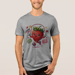 Kawaii Strawberry Jump Rope Fitness Sticker Tri-Blend Shirt