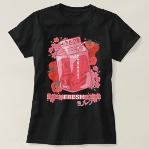 Kawaii Strawberry Milk Aesthetic Art T-Shirt
