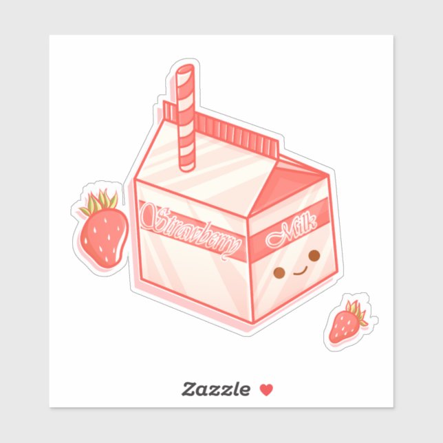 Kawaii Strawberry Milk Carton - Cute Aesthetic Art (Sheet)