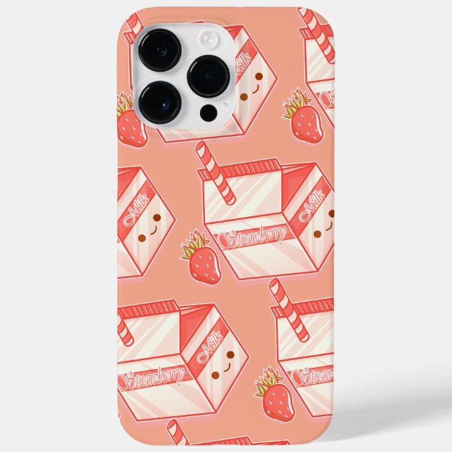 Kawaii Strawberry Milk Carton - Cute Aesthetic Art Case-Mate iPhone Case (Back)