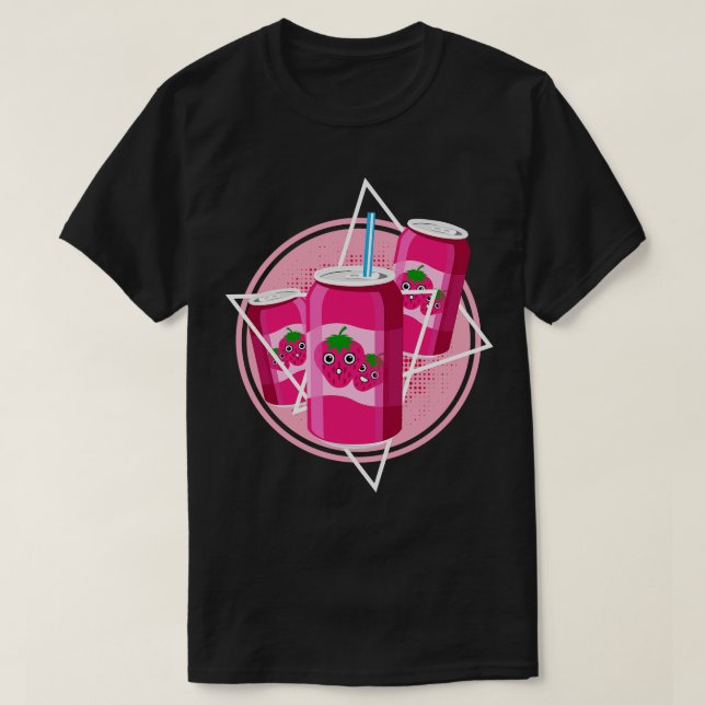 Kawaii Strawberry Soda  Aesthetic Japenese Kanji T-Shirt (Design Front)