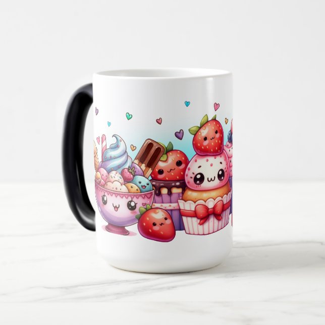 Kawaii Strawberry Sweets and Ice Cream Friends Magic Mug (Front Left)