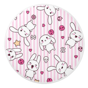 kawaii stripes pattern ceramic knob