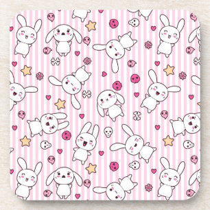 kawaii stripes pattern coaster