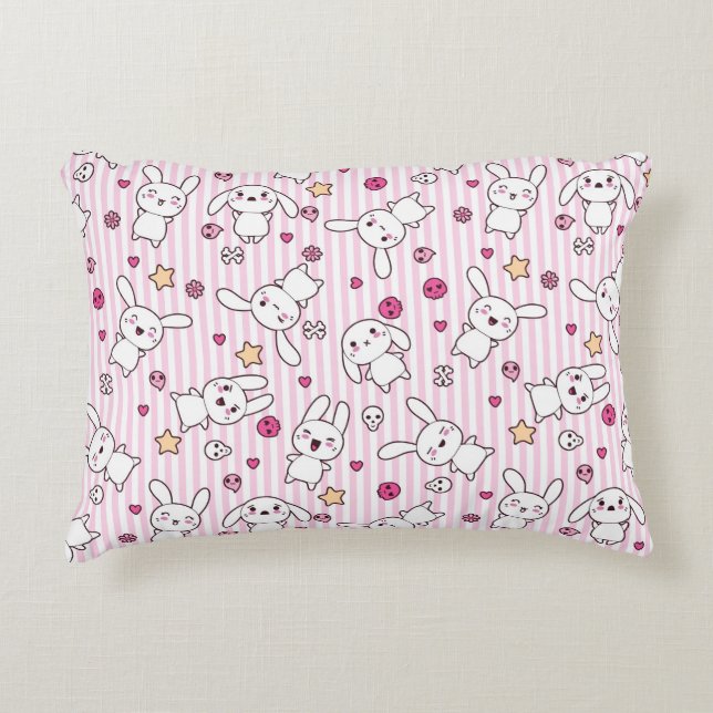 kawaii stripes pattern decorative cushion (Front)