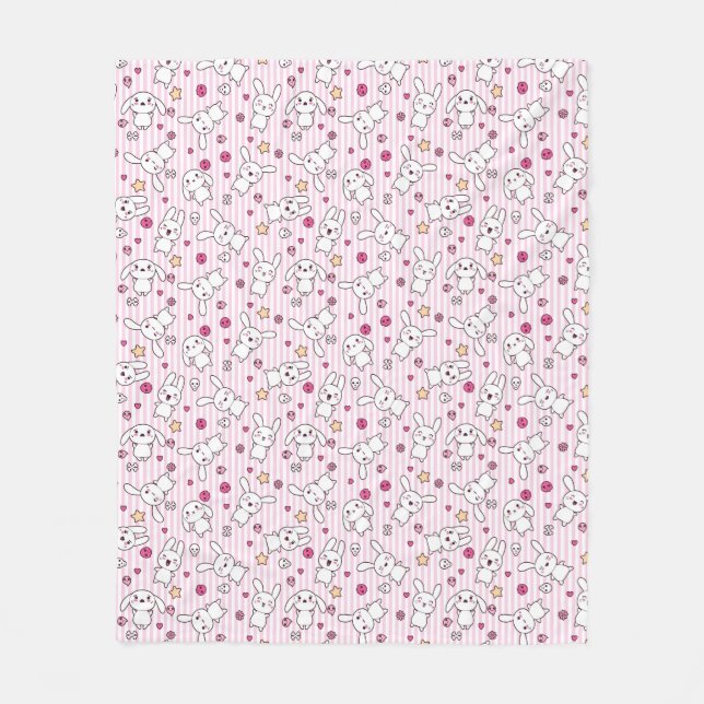 kawaii stripes pattern fleece blanket (Front)