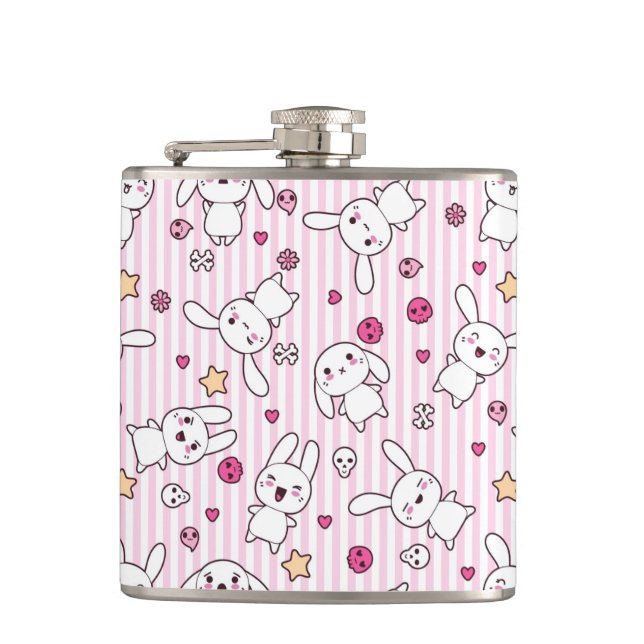 kawaii stripes pattern hip flask (Front)