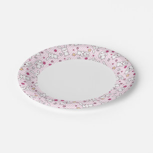 kawaii stripes pattern paper plate