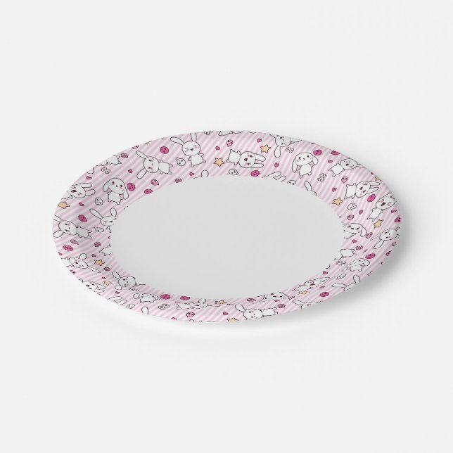 kawaii stripes pattern paper plate (Angled)