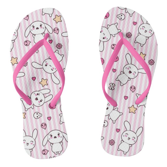 kawaii stripes pattern thongs (Footbed)