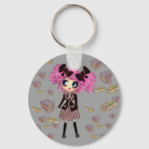 Kawaii Student Girl with PinkyP Key Ring
