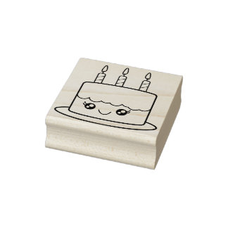 Kawaii Style Birthday Cake  Rubber Stamp