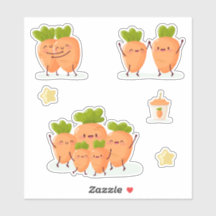 Kawaii-style fun carrots set